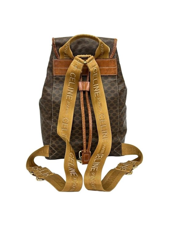 Celine Backpack Macadam Pattern Dark Brown Drawstring Leather main image 13